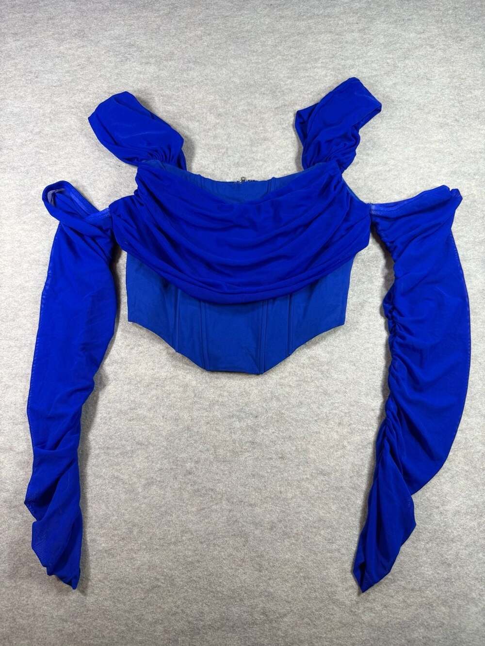 Savana Mesh Corset Off-Shoulder Long Sleeve Top